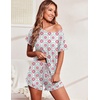 image:imageEkouaer Womens Pajama Set Ruffle Sleeves Top and Short Soft 2 Piece Loungewear SetSilhouette Flower Leaves