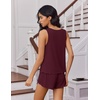 image:imageEkouaer Womens Pajama Sets Cami Shorts Set Viscose from Bamboo Tank Top and Shorts 2 Piece Soft Sleeveless Lounge SetDark Red