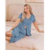 image:imageEkouaer Womens Pajama Sets Short Sleeve Sleepwear Button Up Pj Loungewear Top and Capri Pants with PocketsBlue Flower