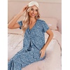 image:imageEkouaer Womens Pajama Sets Short Sleeve Sleepwear Button Up Pj Loungewear Top and Capri Pants with PocketsBlue Flower