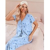 image:imageEkouaer Womens Pajama Sets Short Sleeve Sleepwear Button Up Pj Loungewear Top and Capri Pants with PocketsBlue Star