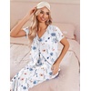 image:imageEkouaer Womens Pajama Sets Short Sleeve Sleepwear Button Up Pj Loungewear Top and Capri Pants with PocketsFloral White