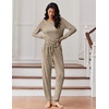 image:imageEkouaer Womens Pajamas Set Long Sleeve Loungewear Soft Lounge Set Joggers with PocketsLight Tan