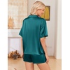 image:imageEkouaer Womens Satin Pajama Set Short Sleeve Button Down Sleepwear 2 Piece Silky Pj Set Soft Loungewear for LadiesBlue Green