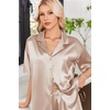 image:imageEkouaer Womens Satin Pajama Set Short Sleeve Button Down Sleepwear 2 Piece Silky Pj Set Soft Loungewear for LadiesChampagne