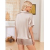 image:imageEkouaer Womens Satin Pajama Set Short Sleeve Button Down Sleepwear 2 Piece Silky Pj Set Soft Loungewear for LadiesChampagne