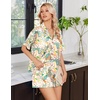 image:imageEkouaer Womens Satin Pajama Set Short Sleeve Button Down Sleepwear 2 Piece Silky Pj Set Soft Loungewear for LadiesFlowersPlantsPink