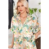 image:imageEkouaer Womens Satin Pajama Set Short Sleeve Button Down Sleepwear 2 Piece Silky Pj Set Soft Loungewear for LadiesFlowersPlantsPink