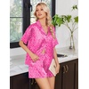 image:imageEkouaer Womens Satin Pajama Set Short Sleeve Button Down Sleepwear 2 Piece Silky Pj Set Soft Loungewear for LadiesLeopard Print Rose Pink