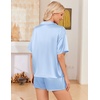 image:imageEkouaer Womens Satin Pajama Set Short Sleeve Button Down Sleepwear 2 Piece Silky Pj Set Soft Loungewear for LadiesLight Blue