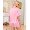 image:imageEkouaer Womens Satin Pajama Set Short Sleeve Button Down Sleepwear 2 Piece Silky Pj Set Soft Loungewear for LadiesPink