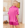 image:imageEkouaer Womens Satin Pajama Set Short Sleeve Button Down Sleepwear 2 Piece Silky Pj Set Soft Loungewear for LadiesRose Red