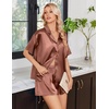 image:imageEkouaer Womens Satin Pajama Set Short Sleeve Button Down Sleepwear 2 Piece Silky Pj Set Soft Loungewear for LadiesTerracotta