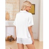 image:imageEkouaer Womens Satin Pajama Set Short Sleeve Button Down Sleepwear 2 Piece Silky Pj Set Soft Loungewear for LadiesWhite