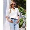 image:imageEkouaer Womens Satin Pajama Set Short Sleeve Button Down Sleepwear 2 Piece Silky Pj Set Soft Loungewear for LadiesWhite