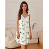 image:imageEkouaer Womens Satin Silk Nightgown V Neck Sexy Nightdress Tank Sleeveless Sleepshirt Lace Sleep Dress Nightwear SXXXLBeige Flowers