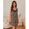 image:imageEkouaer Womens Satin Silk Nightgown V Neck Sexy Nightdress Tank Sleeveless Sleepshirt Lace Sleep Dress Nightwear SXXXLLeopard