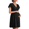 image:imageEkouaer Cotton Labor and Delivery Gown for Hospital 3 in 1 Nursing Nightgown for Breastfeeding Short Sleeve Maternity DressBlack