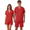 image:imageEkouaer Couple Matching Pajamas Sets Short Sleeve Button Down Pjs Sleepwear 2 Piece Lounge Set XSXXXLRed