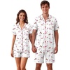 image:imageEkouaer Couple Matching Pajamas Sets Short Sleeve Button Down Pjs Sleepwear 2 Piece Lounge Set XSXXXLWhite Puppy Couple Print