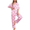 image:imageEkouaer Silk Satin Pajamas Set Women Short Sleeve Pj Sets Button Down Sleepwear 2 Piece Soft Loungewear SXXLPink Bow