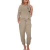 image:imageEkouaer Womens Pajamas Set Long Sleeve Loungewear Soft Lounge Set Joggers with PocketsLight Tan
