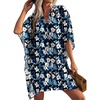 Dark Blue White Floral