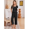 image:imageEkouaer Cotton Pajamas for Women Set Short Sleeve Top and Capri Pants Lounge Sets with Pockets Soft SleepwearBlack