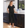 image:imageEkouaer Cotton Pajamas for Women Set Short Sleeve Top and Capri Pants Lounge Sets with Pockets Soft SleepwearBlack