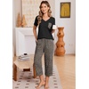 image:imageEkouaer Cotton Pajamas for Women Set Short Sleeve Top and Capri Pants Lounge Sets with Pockets Soft SleepwearBlack and Brown Leopard