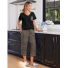 image:imageEkouaer Cotton Pajamas for Women Set Short Sleeve Top and Capri Pants Lounge Sets with Pockets Soft SleepwearBlack and Brown Leopard