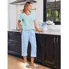 image:imageEkouaer Cotton Pajamas for Women Set Short Sleeve Top and Capri Pants Lounge Sets with Pockets Soft SleepwearBlue Flowers