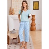 image:imageEkouaer Cotton Pajamas for Women Set Short Sleeve Top and Capri Pants Lounge Sets with Pockets Soft SleepwearBlue Flowers