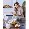 image:imageEkouaer Cotton Pajamas for Women Set Short Sleeve Top and Capri Pants Lounge Sets with Pockets Soft SleepwearGrey Stripe
