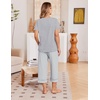 image:imageEkouaer Cotton Pajamas for Women Set Short Sleeve Top and Capri Pants Lounge Sets with Pockets Soft SleepwearGrey Stripe