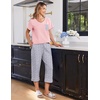 image:imageEkouaer Cotton Pajamas for Women Set Short Sleeve Top and Capri Pants Lounge Sets with Pockets Soft SleepwearPink and Grey Stars