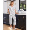image:imageEkouaer Cotton Pajamas for Women Set Short Sleeve Top and Capri Pants Lounge Sets with Pockets Soft SleepwearPurple Flowers
