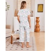 image:imageEkouaer Cotton Pajamas for Women Set Short Sleeve Top and Capri Pants Lounge Sets with Pockets Soft SleepwearPurple Flowers