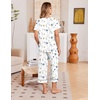 image:imageEkouaer Cotton Pajamas for Women Set Short Sleeve Top and Capri Pants Lounge Sets with Pockets Soft SleepwearWhite Colorful Flowers