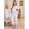 image:imageEkouaer Cotton Pajamas for Women Set Short Sleeve Top and Capri Pants Lounge Sets with Pockets Soft SleepwearWhite Colorful Flowers