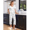 image:imageEkouaer Cotton Pajamas for Women Set Short Sleeve Top and Capri Pants Lounge Sets with Pockets Soft SleepwearWhite Colorful Flowers
