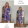 image:imageEkouaer Women Robe Zipper Front Mumu Duster Robes Zip Up Housecoat Soft Sleepwear with PocketsA Floral Purple