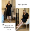 image:imageEkouaer Women Robe Zipper Front Mumu Duster Robes Zip Up Housecoat Soft Sleepwear with PocketsBlack