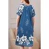 image:imageEkouaer Women Robe Zipper Front Mumu Duster Robes Zip Up Housecoat Soft Sleepwear with PocketsFloral Blue