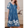 image:imageEkouaer Women Robe Zipper Front Mumu Duster Robes Zip Up Housecoat Soft Sleepwear with PocketsFloral Blue