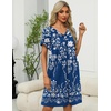 image:imageEkouaer Women Robe Zipper Front Mumu Duster Robes Zip Up Housecoat Soft Sleepwear with PocketsFloral Navy White