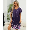 image:imageEkouaer Women Robe Zipper Front Mumu Duster Robes Zip Up Housecoat Soft Sleepwear with PocketsFloral Purple Black