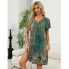 image:imageEkouaer Women Robe Zipper Front Mumu Duster Robes Zip Up Housecoat Soft Sleepwear with PocketsGreen Ethnic Floral