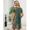 image:imageEkouaer Women Robe Zipper Front Mumu Duster Robes Zip Up Housecoat Soft Sleepwear with PocketsGreen Ethnic Floral