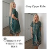 image:imageEkouaer Women Robe Zipper Front Mumu Duster Robes Zip Up Housecoat Soft Sleepwear with PocketsGreen Ethnic Floral